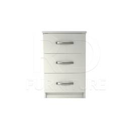 White Bedside Table, Bedside, Ready Assembled Classic 3 Drawer