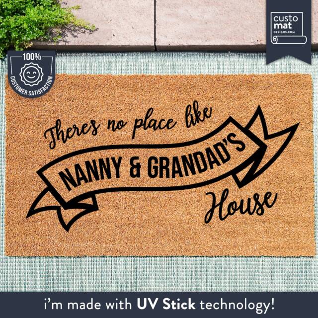 There's No Place Like Nanny & Grandad's House - Personalized Grandparents Gift Family Mat Custom Grandparent - image 1