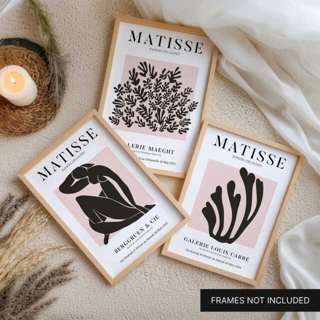 Black & Pink Matisse Inspired Wall Art Set Of 3 Prints - image 1