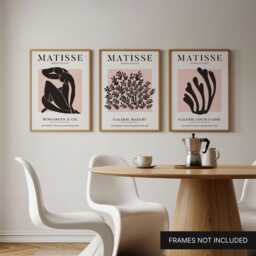 Black & Pink Matisse Inspired Wall Art Set Of 3 Prints - thumbnail 3