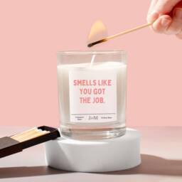 Smells Like You Got The Job Candle. New Congratulations Gift. Colleague Promotion Candle Gift Set - thumbnail 1