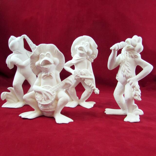 Ceramic Ready To Paint Musical Frog Band - 5.5-6.5 Inches High Bisque, Lawn & Garden, Indoor Or Outdoor - image 1
