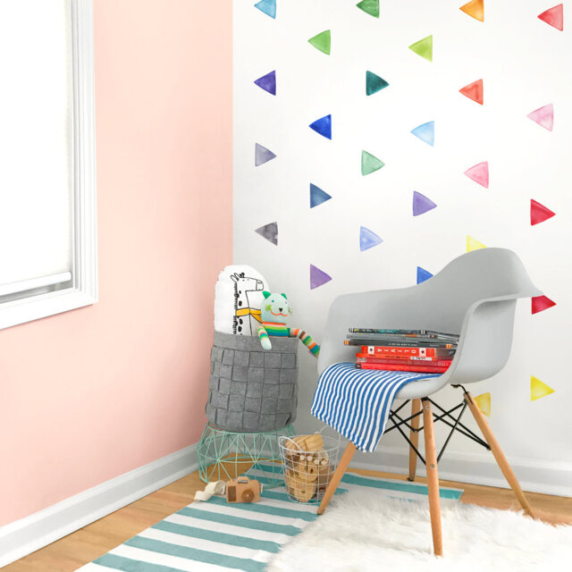 Small Rainbow Watercolor Triangles - Fabric Wall Decal Color Story Mej - image 1