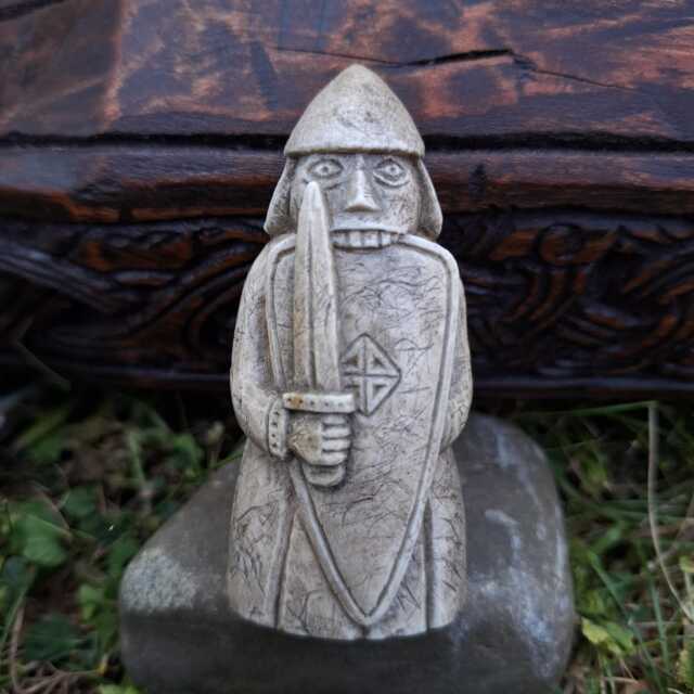 Lewis Chessmen Berserker Knight Chess Piece Hand Carved Moose Antler Museum Quality Replica - image 1