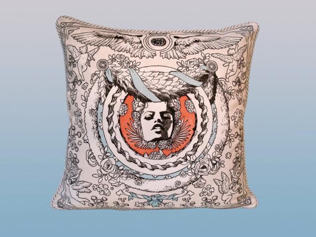 Bliss Pillow - Coral/Blue/Tan - image 1