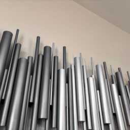 Handmade Silver Wood Geometric Wall Art - Modern 3D Sculpture Statement Decor - thumbnail 2