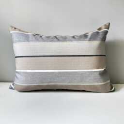 Sunbrella?? Outdoor Pillow Cover in Brown & Grey Stripe, Decorative Taupe Striped Cushion For Masculine Patio/Pool Lounger, Mazizmuse - thumbnail 3