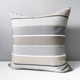 Sunbrella?? Outdoor Throw Pillow Cover in Brown & Grey Stripe, Decorative Taupe Striped Cushion For Masculine Patio