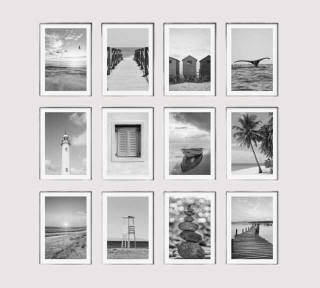 Beach Print, Ocean Sunset Black & White Photography, Living Room Wall Art, Bedroom Prints, Adventure, Travel, Sand, Seaside - image 1