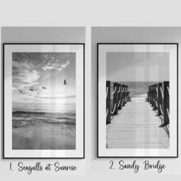 Beach Print, Ocean Sunset Black & White Photography, Living Room Wall Art, Bedroom Prints, Adventure, Travel, Sand, Seaside - thumbnail 3