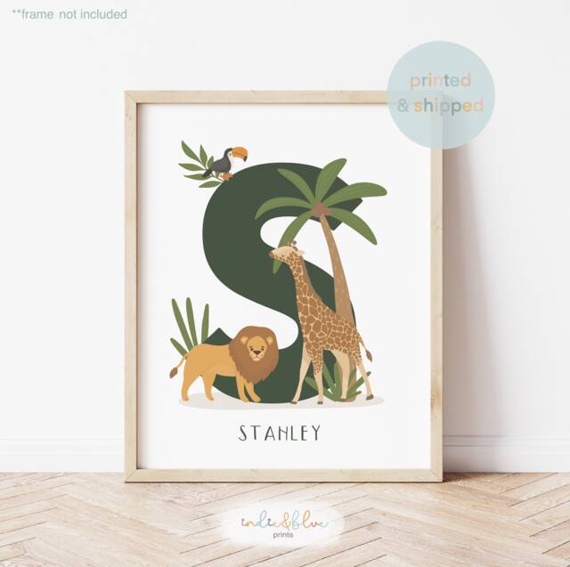 Personalised Safari Nursery Print, Jungle Decor, Educational Poster, Playroom Prints - image 1