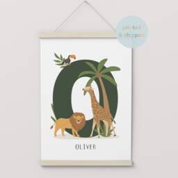 Personalised Safari Nursery Print, Jungle Decor, Educational Poster, Playroom Prints - thumbnail 2
