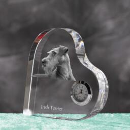 Irish Terrier - Crystal Clock in The Shape Of A Heart With Image Pure-Bred Dog - thumbnail 2
