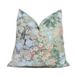 Jane Churchill - Greenway Soft Green/Pink Beautiful Scenic Flora & Fauna Cushion Cover Handmade Throw Pillow Designer Home D??cor - thumbnail 1