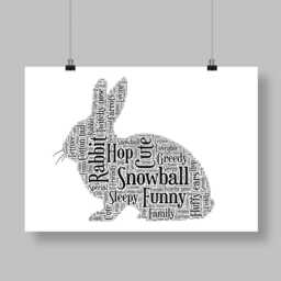 Personalised Rabbit Silhouette Word Art Print Pet Memorial Gift - thumbnail 2