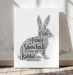 Personalised Rabbit Silhouette Word Art Print Pet Memorial Gift - thumbnail 1