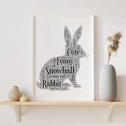 Personalised Rabbit Silhouette Word Art Print Pet Memorial Gift - thumbnail 3