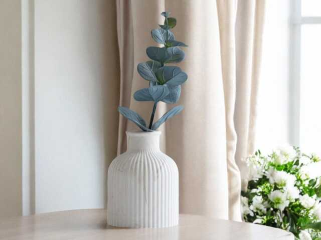 Ribbed Vase Decor Table Minimalistic Shelf Home Accessories Jesmonite Stone Handmade Neutral & Gift - image 1