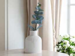 Ribbed Vase Decor Table Minimalistic Shelf Home Accessories Jesmonite Stone Handmade Neutral & Gift - thumbnail 1