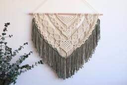 Large Macrame Wall Hanging Boho Sage Green Tapestry