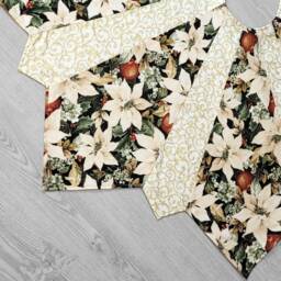 Poinsettias Quilted Christmas Tree Skirt - Full Sized Or Mini Skirt, Color Options - thumbnail 2