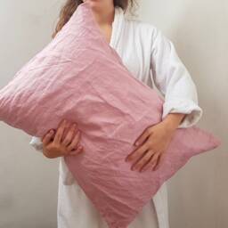 Dusty Rose Linen Pillowcase - Envelope Closure Natural Organic Softened Various Sizes - thumbnail 2