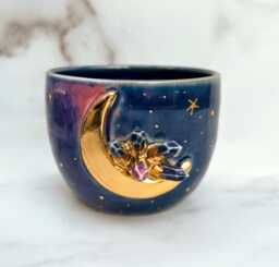 Crystal Lunar Galaxy Planter With 22K Gold By Naomi Singer, Modern Mud
