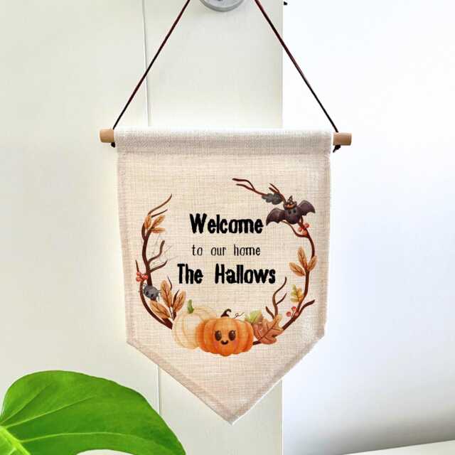 Halloween Pennant - Wall Sign Pumpkin Season Decor Boho Cute Flag - image 1