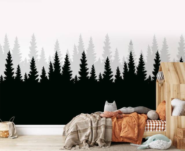 Pine Forest Nursery Stencil Reusable Wall Mural, Mountain Decor - image 1
