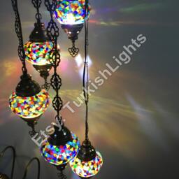 5 Ball Turkish Mosaic Chandelier Multi-Color - thumbnail 2