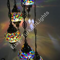 5 Ball Turkish Mosaic Chandelier Multi-Color - thumbnail 3