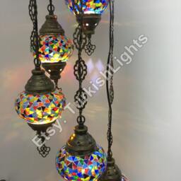 5 Ball Turkish Mosaic Chandelier Multi-Color - thumbnail 4