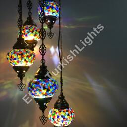 5 Ball Turkish Mosaic Chandelier Multi-Color - thumbnail 1