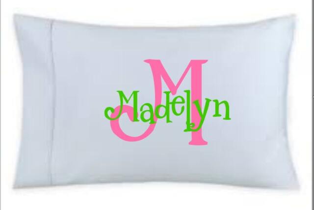 Monogram Initial & Name Custom Pillow Cases-Available For Boys Girls in Several Colors Fonts - image 1
