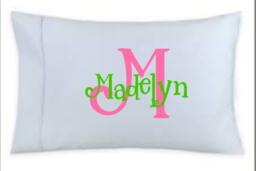 Monogram Initial & Name Custom Pillow Cases-Available For Boys Girls in Several Colors Fonts - thumbnail 1