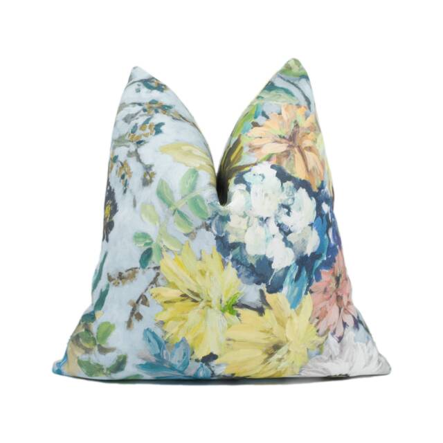 Designers Guild - Glynde Eau De Nil Beautiful Large Scale Painterly Floral Cushion Cover Handmade Throw Pillow Designer Home D??cor - image 1