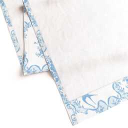Decorative Toile Curtain Panel - Floral Birds Pale Blue Damask Botanical Nature Custom Willa Neptune 1 By Lilyoake - thumbnail 4
