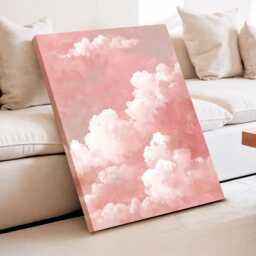 Blush Pink Cloud Wall Art Dream Sky Painting Pastel Cloudscape Large Room Decor Framed Boho Nursery Moon Poster Print - thumbnail 3