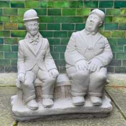 Laurel & Hardy Sculpture Stone Comedy Duo Statue Outdoor Funny Figurine Concrete Actors Ornament Handmade Classic Film Art Gift - thumbnail 3