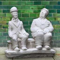 Laurel & Hardy Sculpture Stone Comedy Duo Statue Outdoor Funny Figurine Concrete Actors Ornament Handmade Classic Film Art Gift - thumbnail 4