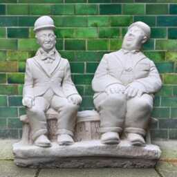 Laurel & Hardy Sculpture Stone Comedy Duo Statue Outdoor Funny Figurine Concrete Actors Ornament Handmade Classic Film Art Gift