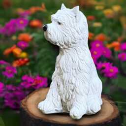 White Westie Dog Sculpture Concrete Figurine Stone Yorkshire Terrier Decoration Handmade Yorkie Statue Dog Lover Gift Garden Ornament - thumbnail 2