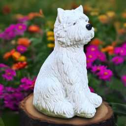 White Westie Dog Sculpture Concrete Figurine Stone Yorkshire Terrier Decoration Handmade Yorkie Statue Dog Lover Gift Garden Ornament - thumbnail 3