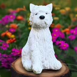 White Westie Dog Sculpture Concrete Figurine Stone Yorkshire Terrier Decoration Handmade Yorkie Statue Dog Lover Gift Garden Ornament - thumbnail 1
