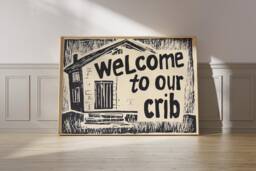 Welcome To Our Crib Print Trendy Hallway Wall Art - thumbnail 1