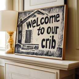 Welcome To Our Crib Print Trendy Hallway Wall Art - thumbnail 2