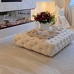 Handmade Upholstered Chesterfield Coffee Table Footstool, Plush Fabric - thumbnail 4