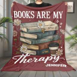Custom Name Bookish Fleece Blanket, Cozy Reading Blanket For Book Lovers, Personalized Gift, Decor