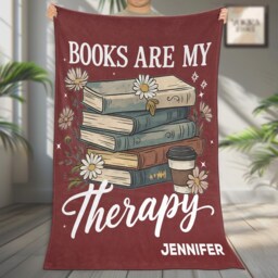 Custom Name Bookish Fleece Blanket, Cozy Reading Blanket For Book Lovers, Personalized Gift, Decor - thumbnail 3