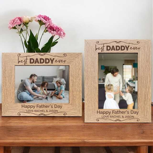 Personalised Wooden Daddy Picture Frame, Custom Engraved Father's Day Present, 4 Available Sizes - image 1